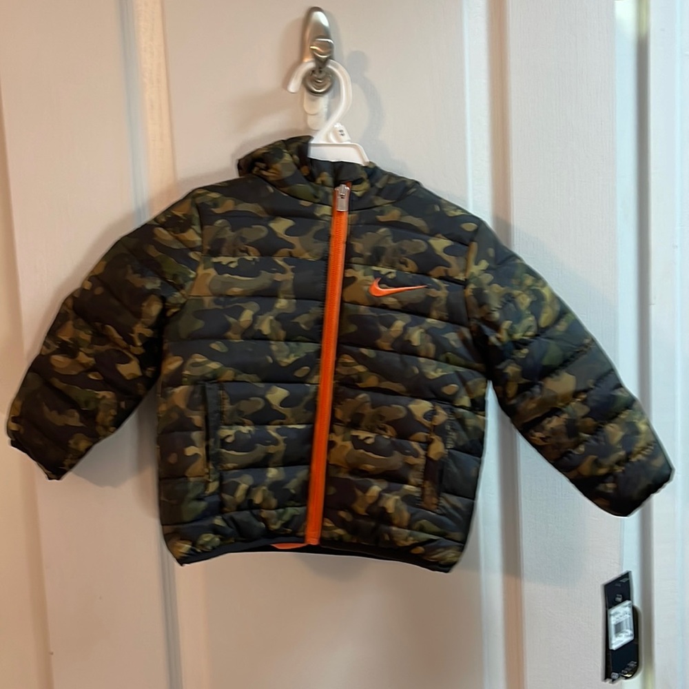 Nike Kids Camo Jacket with Orange Accents
